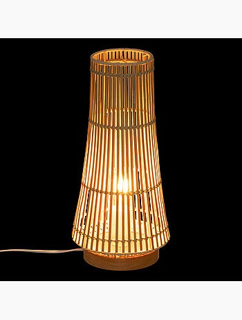 Lampe à poser en bambou, rotin et bois de hêtre MAHE
