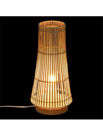 Lampe à poser en bambou, rotin et bois de hêtre MAHE