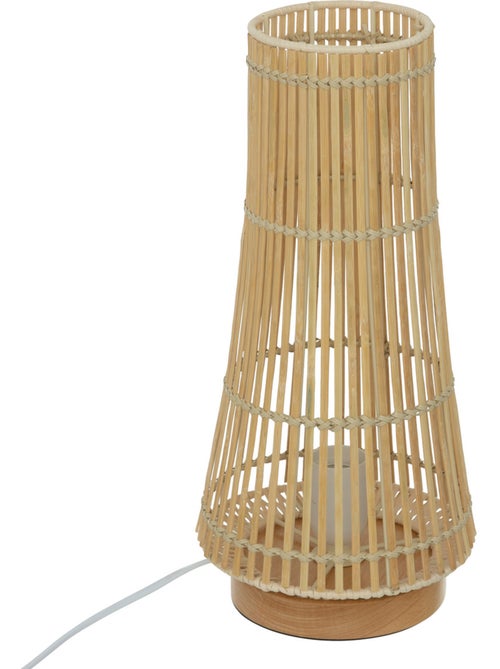 Lampe à poser en bambou, rotin et bois de hêtre MAHE - Kiabi