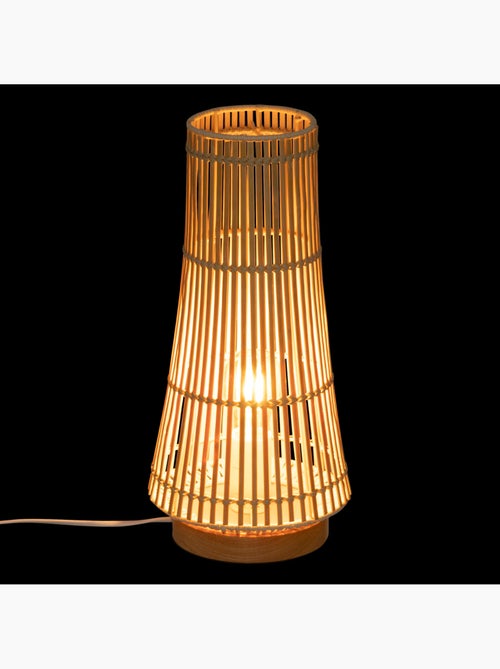 Lampe à poser en bambou, rotin et bois de hêtre MAHE - Kiabi