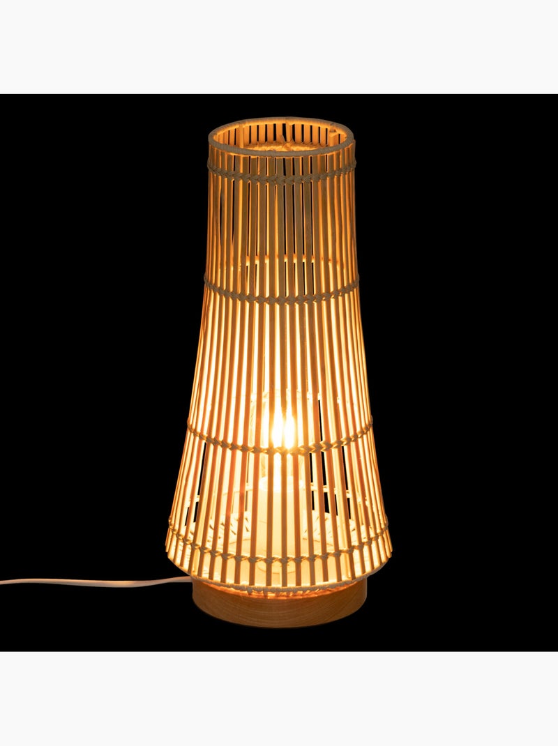 Lampe à poser en bambou, rotin et bois de hêtre MAHE Beige - Kiabi