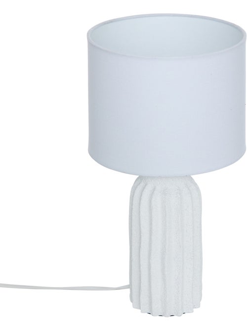 Lampe à poser en béton texturé abat-jour en tissu FERNAN - Kiabi