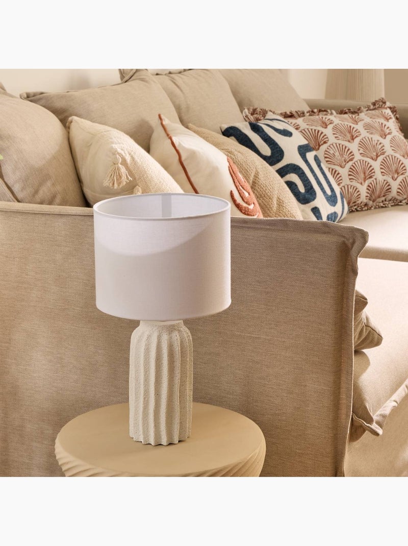 Lampe à poser en béton texturé abat-jour en tissu FERNAN Blanc - Kiabi
