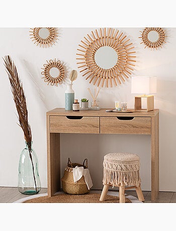 Lampe à poser en bois abat-jour en coton POJO