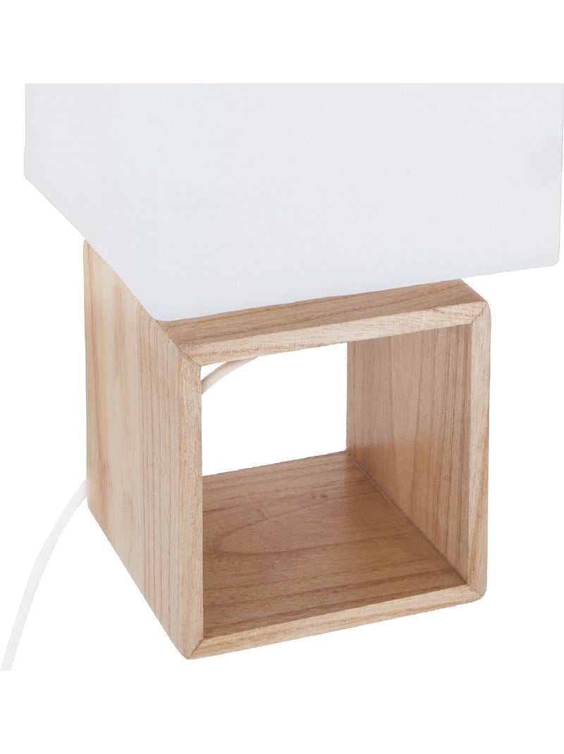 Lampe à poser en bois abat-jour en coton POJO Blanc - Kiabi