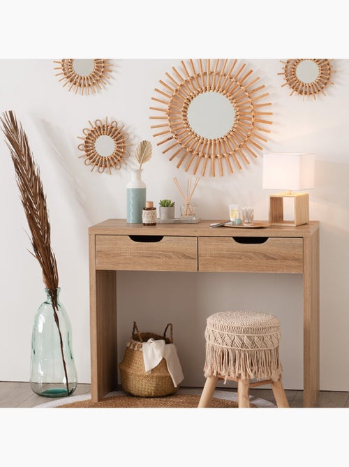Lampe à poser en bois abat-jour en coton POJO - Kiabi