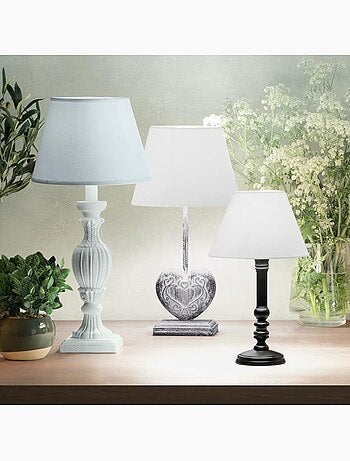 Lampe à poser en bois abat-jour en lin PRATI