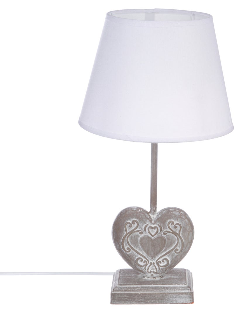 Lampe à poser en bois abat-jour en lin PRATI Taupe - Kiabi