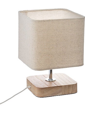Lampe à poser en bois abat-jour en tissu TOXEY
