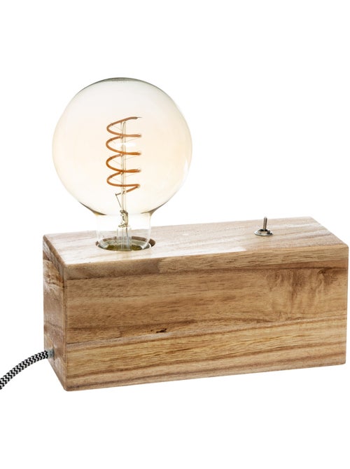Lampe à poser en bois de paulownia TIBU - Kiabi Lampe à poser en bois de paulownia TIBU - Kiabi