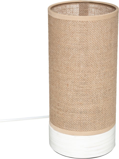 Lampe à poser en bois de pin abat-jour en lin ELVA - Kiabi