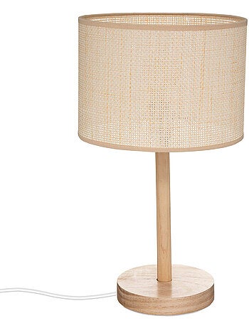 Lampe à poser en bois de pin abat-jour en paille DELLA