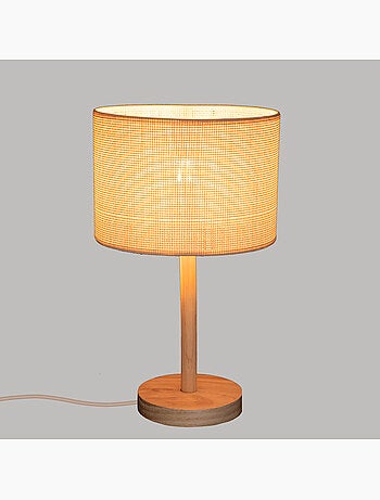 Lampe à poser en bois de pin abat-jour en paille DELLA