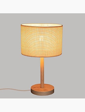 Lampe à poser en bois de pin abat-jour en paille DELLA