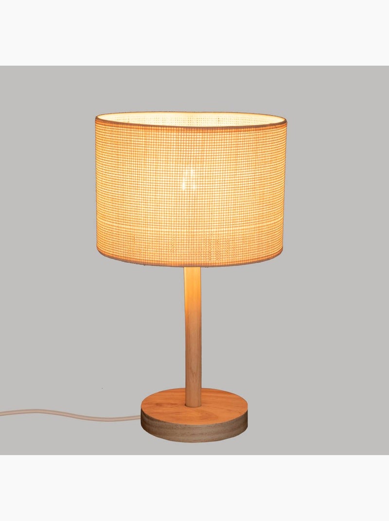 Lampe à poser en bois de pin abat-jour en paille DELLA Beige - Kiabi