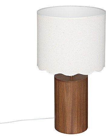 Lampe à poser en bois de pin abat-jour festonné VANIA