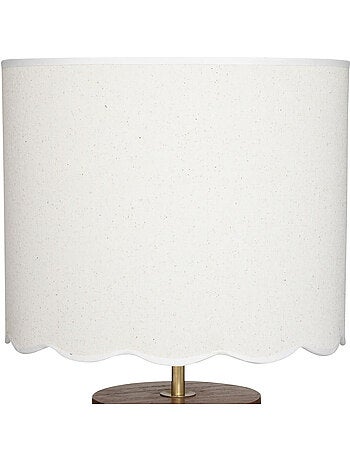 Lampe à poser en bois de pin abat-jour festonné VANIA