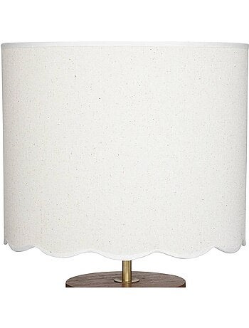 Lampe à poser en bois de pin abat-jour festonné VANIA