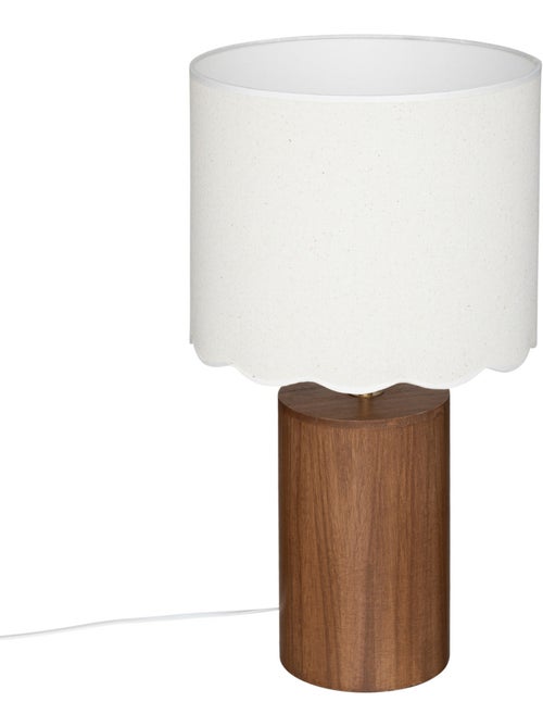 Lampe à poser en bois de pin abat-jour festonné VANIA - Kiabi