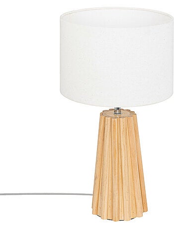 Lampe à poser en bois de pin texturé abat-jour en tissu ADON