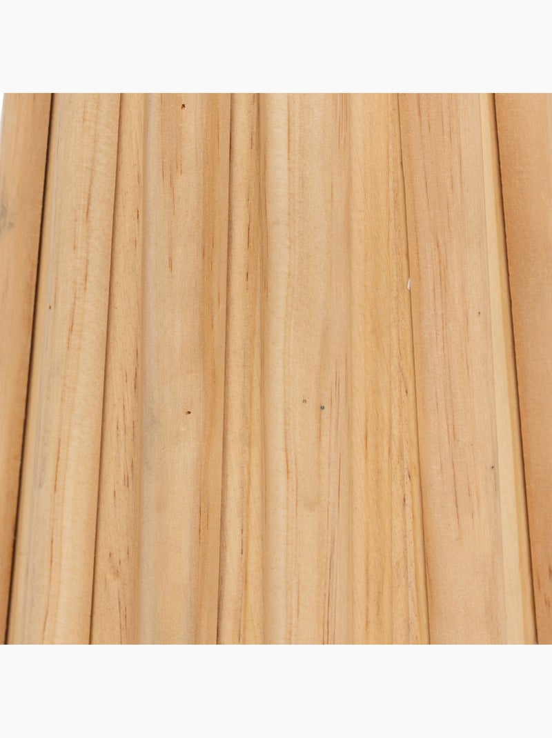 Lampe à poser en bois de pin texturé abat-jour en tissu ADON Beige - Kiabi