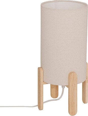 Lampe à poser en bois d'hévéa abat-jour en tissu rafa