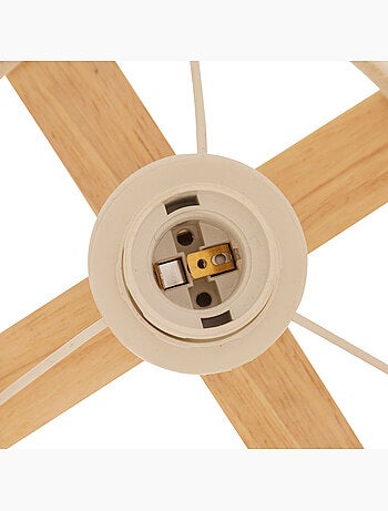 Lampe à poser en bois d'hévéa abat-jour en tissu rafa