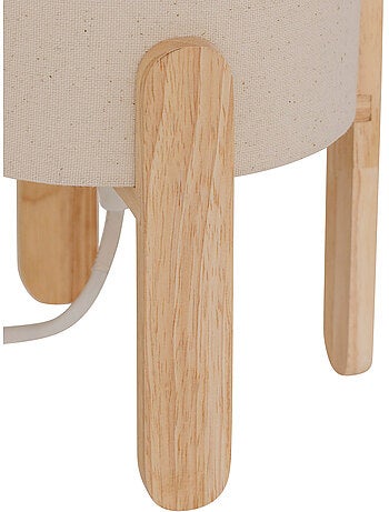 Lampe à poser en bois d'hévéa abat-jour en tissu rafa