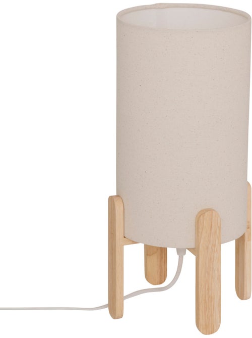 Lampe à poser en bois d'hévéa abat-jour en tissu RAFA - Kiabi Lampe à poser en bois d'hévéa abat-jour en tissu RAFA - Kiabi
