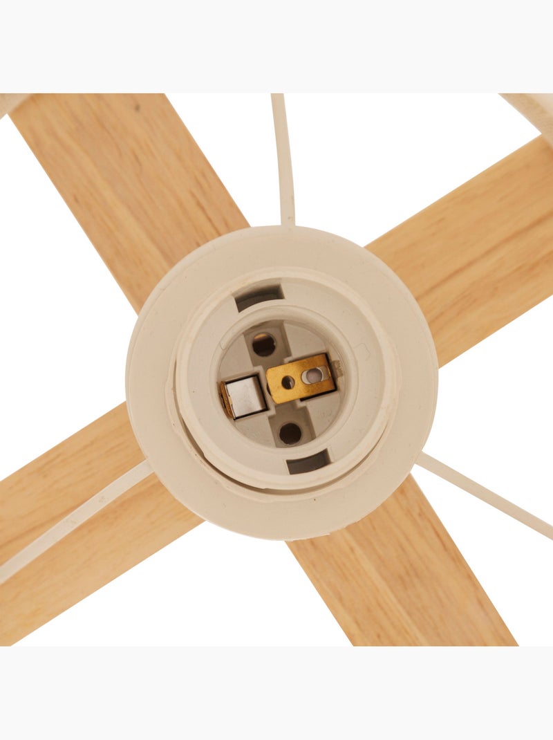 Lampe à poser en bois d'hévéa abat-jour en tissu RAFA Beige - Kiabi