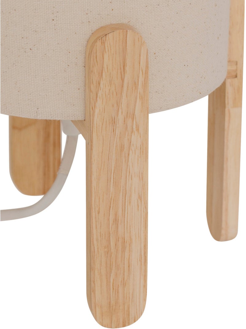 Lampe à poser en bois d'hévéa abat-jour en tissu RAFA Beige - Kiabi