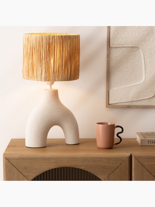 Lampe à poser en céramique abat-jour en papier plissé TANIA - Kiabi