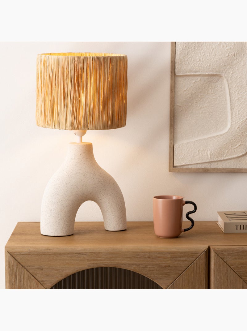 Lampe à poser en céramique abat-jour en papier plissé TANIA Blanc - Kiabi