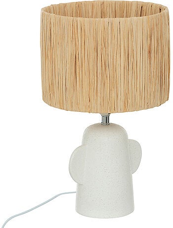 Lampe à poser en céramique abat-jour en raphia RAIA