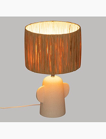 Lampe à poser en céramique abat-jour en raphia RAIA
