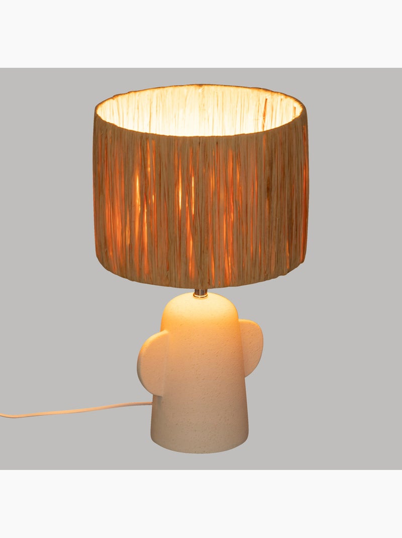 Lampe à poser en céramique abat-jour en raphia RAIA Blanc - Kiabi