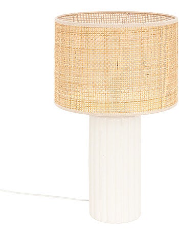 Lampe à poser en céramique abat-jour en rotin ajouré TYLIA