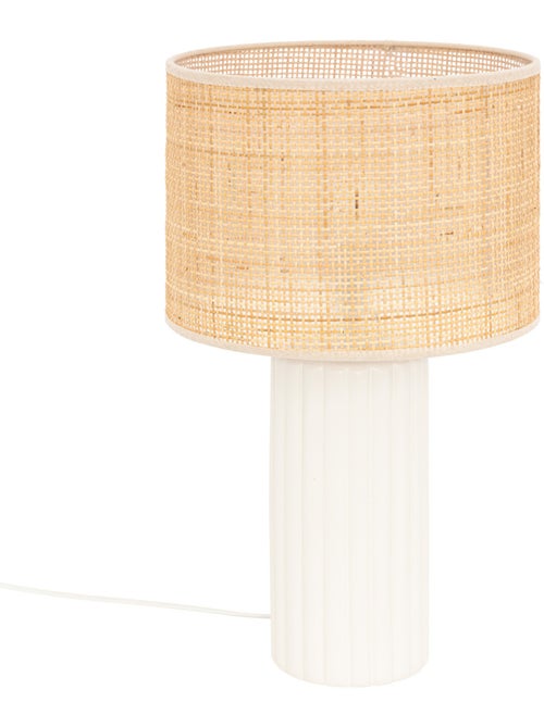 Lampe à poser en céramique abat-jour en rotin ajouré TYLIA - Kiabi