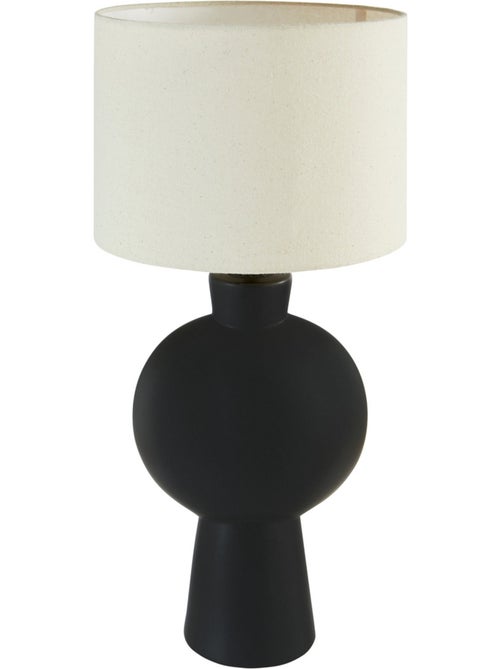 Lampe à poser en céramique noire abat-jour en coton YULIA - Kiabi Lampe à poser en céramique noire abat-jour en coton YULIA - Kiabi