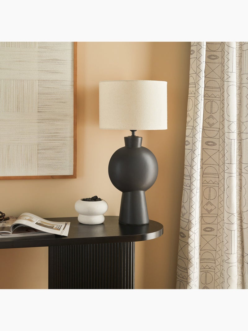 Lampe à poser en céramique noire abat-jour en coton YULIA Noir - Kiabi