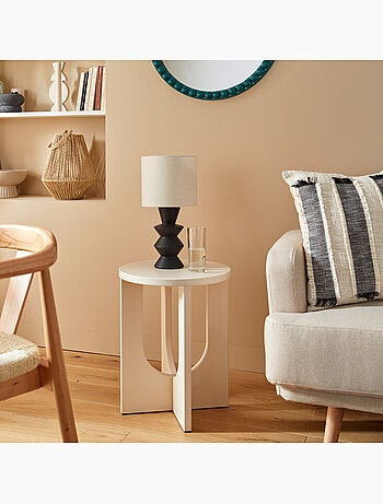 Lampe à poser en céramique sculptée abat-jour en tissu YULIA