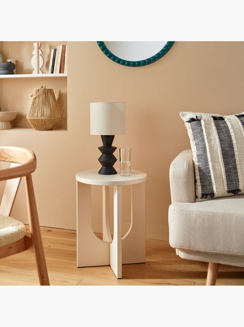 Lampe à poser en céramique sculptée abat-jour en tissu YULIA - Kiabi