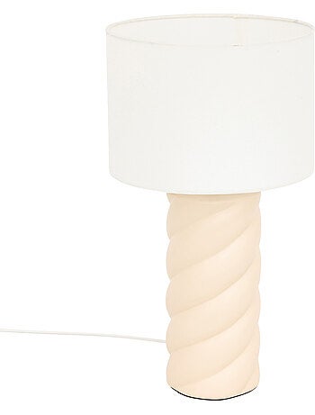 Lampe à poser en céramique torsadée abat-jour en coton NOLY