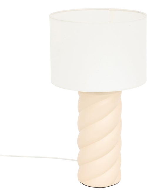 Lampe à poser en céramique torsadée abat-jour en coton NOLY - Kiabi