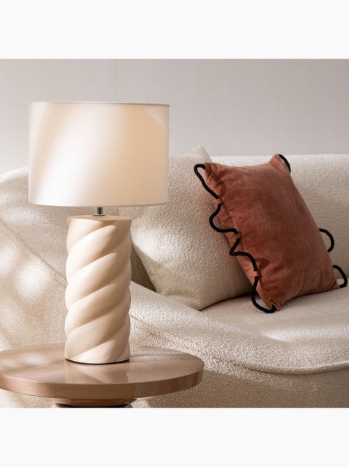Lampe à poser en céramique torsadée abat-jour en coton NOLY - Kiabi
