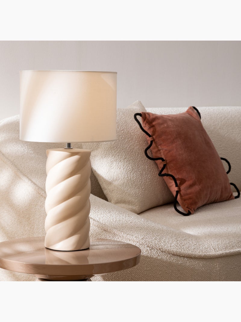 Lampe à poser en céramique torsadée abat-jour en coton NOLY Beige - Kiabi