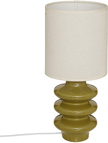 Lampe à poser en céramique torsadée abat-jour en lin VINUS