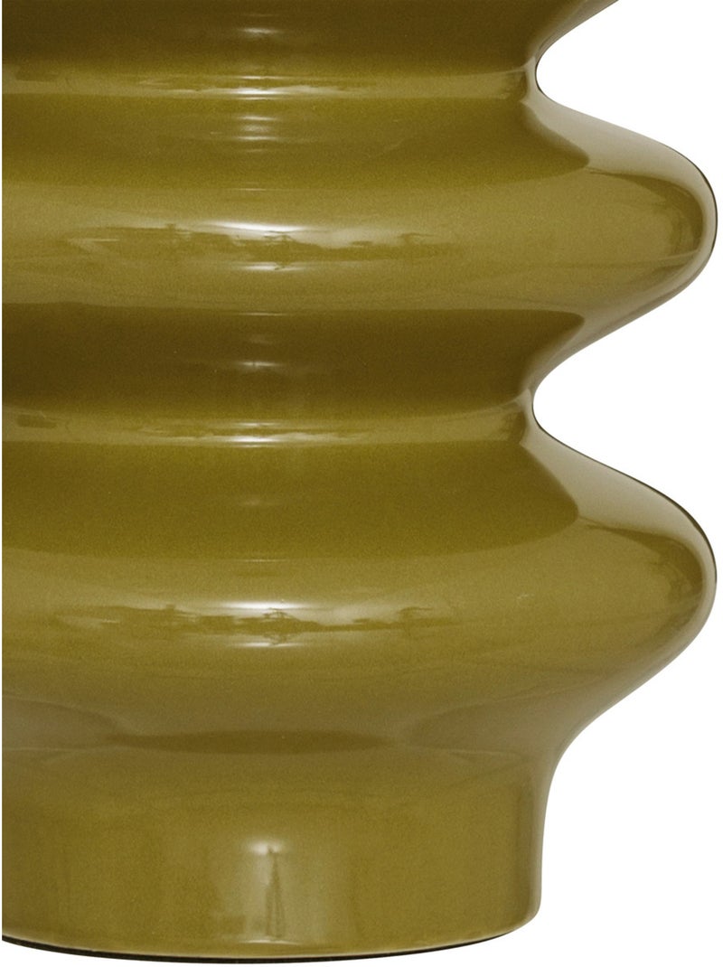 Lampe à poser en céramique torsadée abat-jour en lin VINUS Kaki - Kiabi