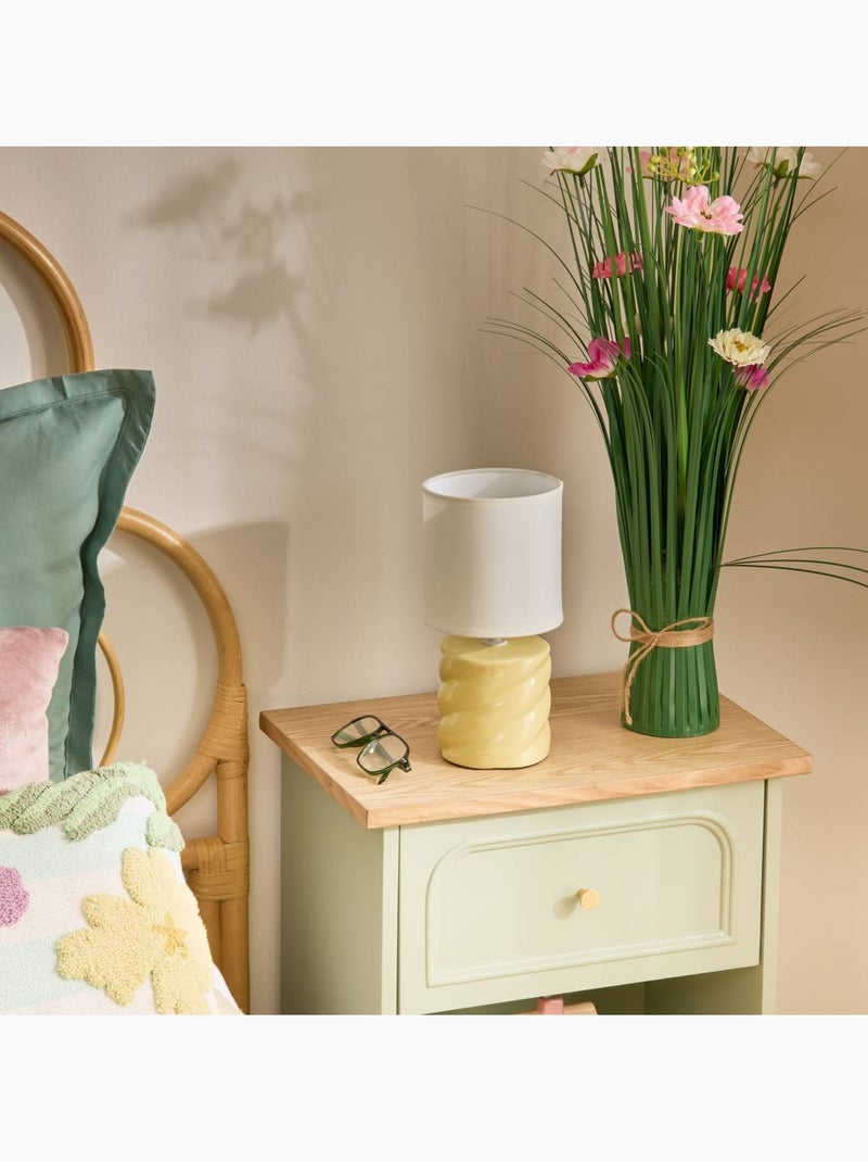 Lampe à poser en céramique torsadée abat-jour en tissu NOLY Jaune poussin - Kiabi