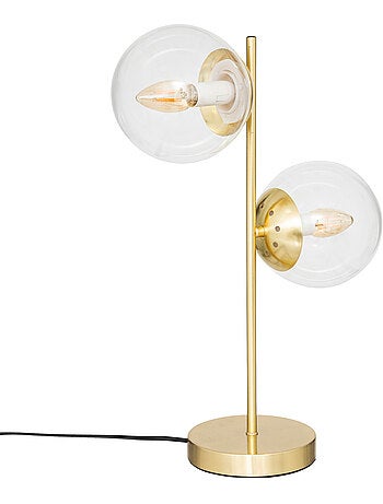 Lampe à poser en fer doré 2 globes en verre COLLECTIONNEUR